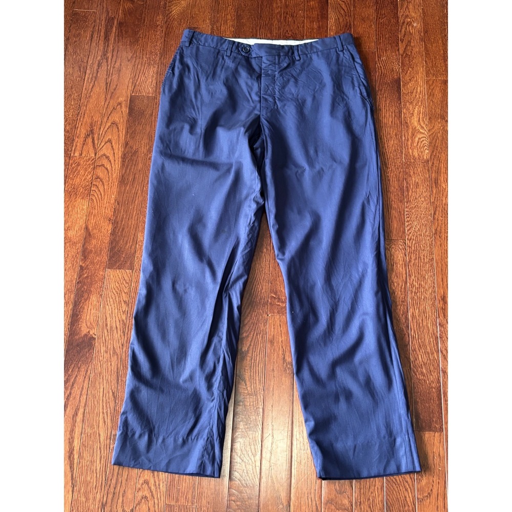 Canali 1934 Mens Navy Blue Flat Front Dress Pants Straight Leg Trousers 34x30
